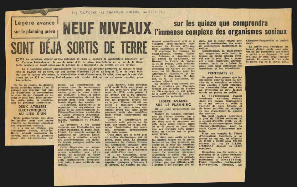 La Dépêche Le Dauphiné Libéré - 27/11/1971 - 7113 W 9 21